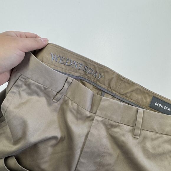 Bonobos Pants Mens 30x34 Khaki Tan Slim Straight Wednesday Chinos Flat Front - Picture 8 of 8